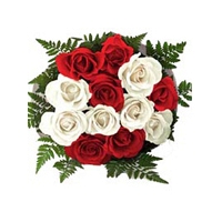 Six Red Roses and Six White Roses Bunch